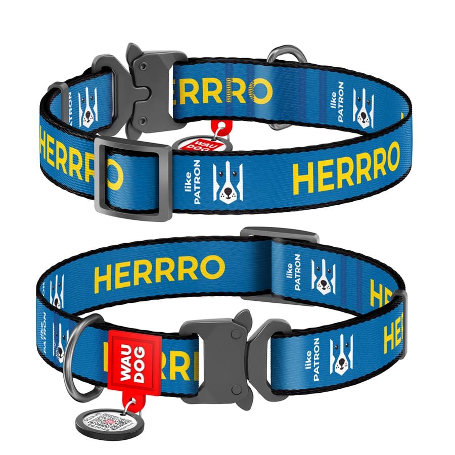 Ошейник для собак с QR-паспортом Waudog Nylon Патрон металлическая пряжка-фастекс S 15 мм 25-35 см Blue (285-4025) Ошейник для собак с QR-паспортом Waudog Nylon Патрон металлическая пряжка-фастекс S 15 мм 25-35 см Blue (285-4025)