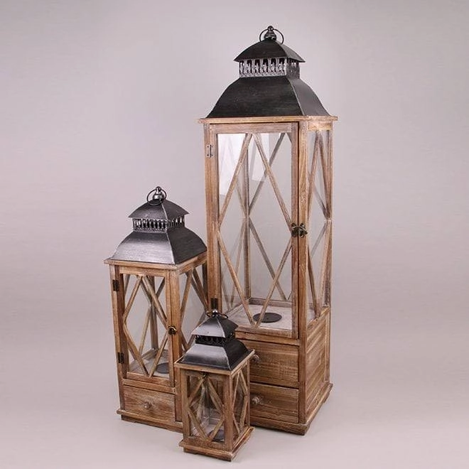 Комплект дерев'яних ліхтарів 20AW0134 3 шт. (38319) - фото 1 Комплект дерев'яних ліхтарів 20AW0134 3 шт. (38319) - фото 1