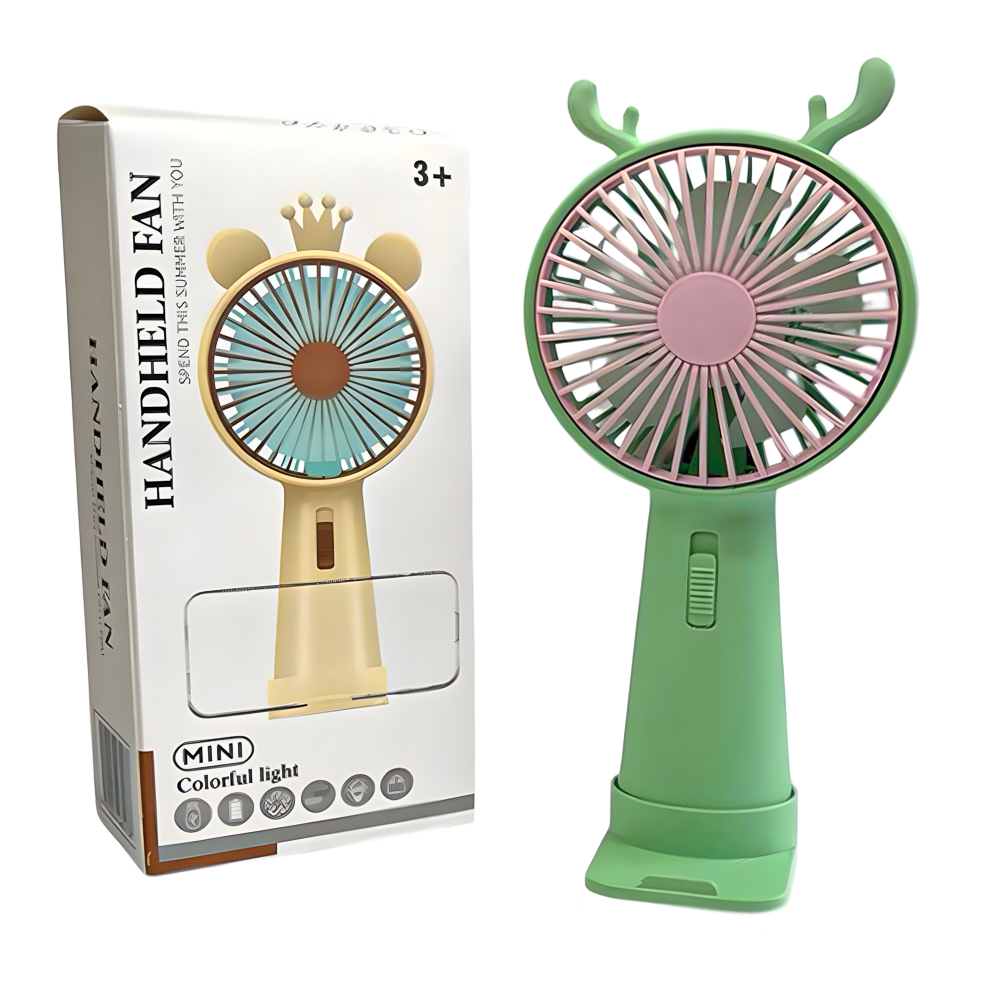 Вентилятор портативний Оленя з ріжками на акумуляторі та USB Зелений (51-зел-39559) - фото 8 Вентилятор портативний Оленя з ріжками на акумуляторі та USB Зелений (51-зел-39559) - фото 8