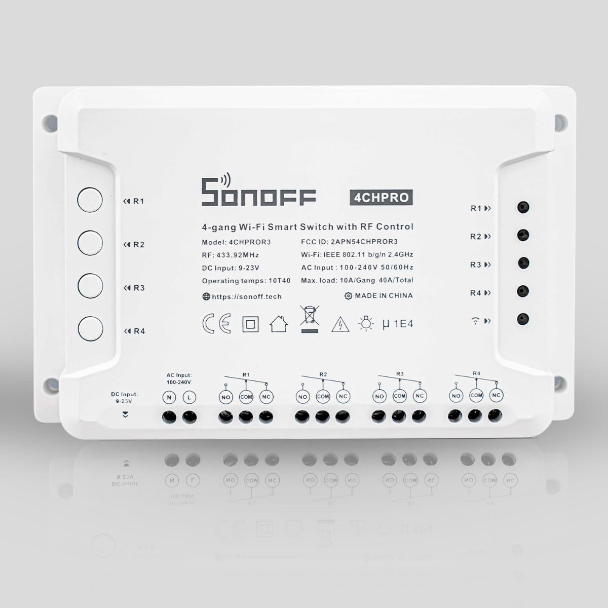 Реле четырехканальное Wi-Fi с сухим контактом Sonoff 4CH PRO R3 (WH00229)