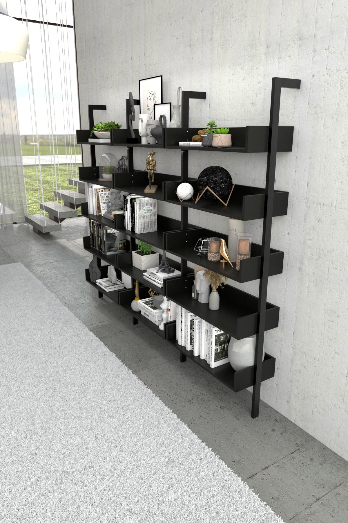 Стеллаж модульный EcoLoft Varo DSP-1264-5 в стиле черный лофт (DSP-1264-5 )