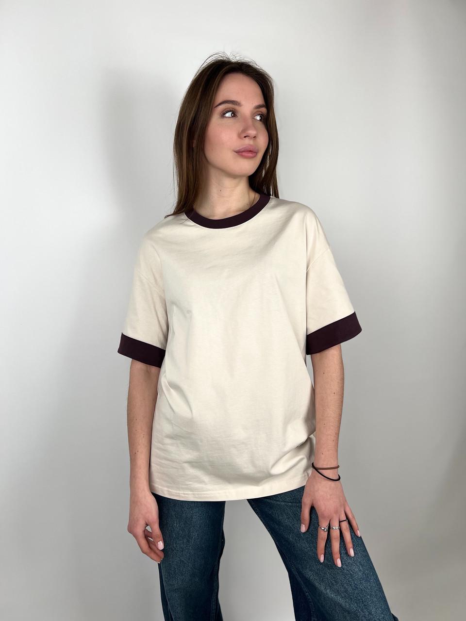 Футболка женская хлопковая Le Chat OS Бежевый (#25017-03) - фото 3 Футболка женская хлопковая Le Chat OS Бежевый (#25017-03) - фото 3