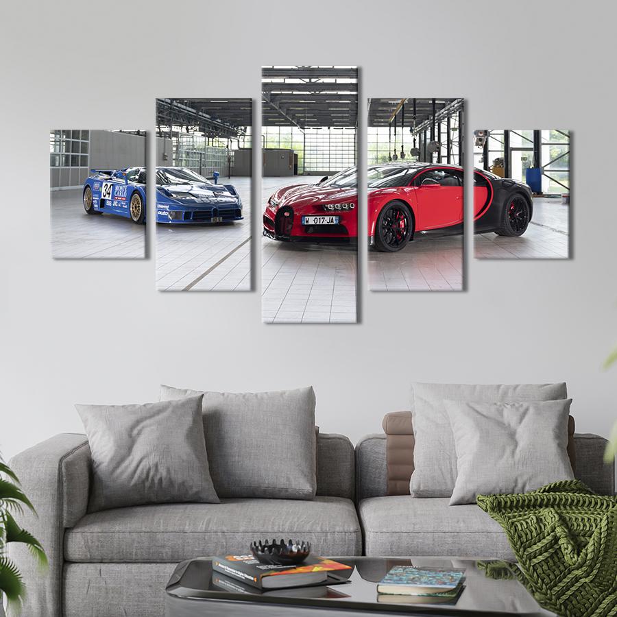 Картина на холсте Спортивные автомобили Bugatti 112x54 см (1308-52)