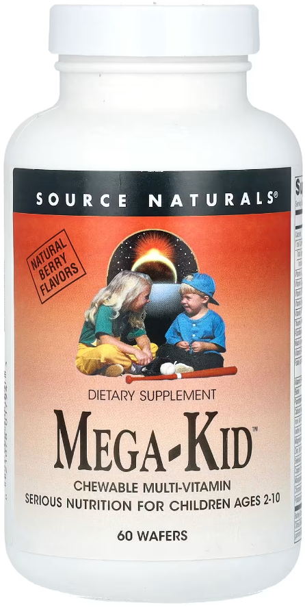 Мультивитамины для детей от 2 до 10 лет Source Naturals Mega-Kid 60 ягодных жевательных конфет