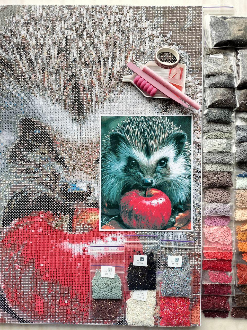 Алмазная мозаика АлМазка Еж квадратные алмазы без подрамника 40x50 см (АлМ-290) - фото 6