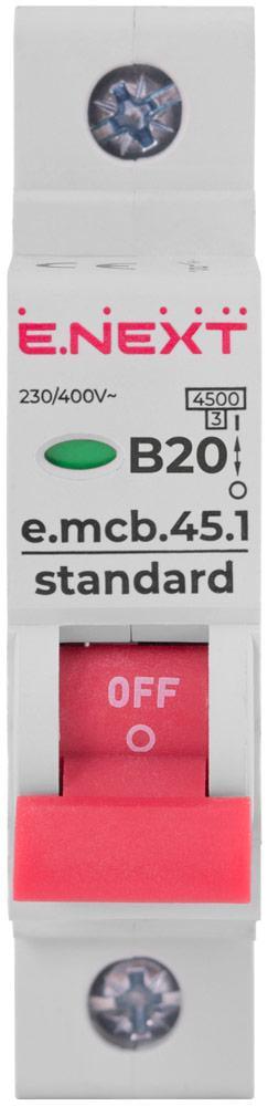 Автоматический выключатель E.NEXT e.mcb.stand.45.1.B20 1р 20А 4,5кА B (s001009) - фото 2