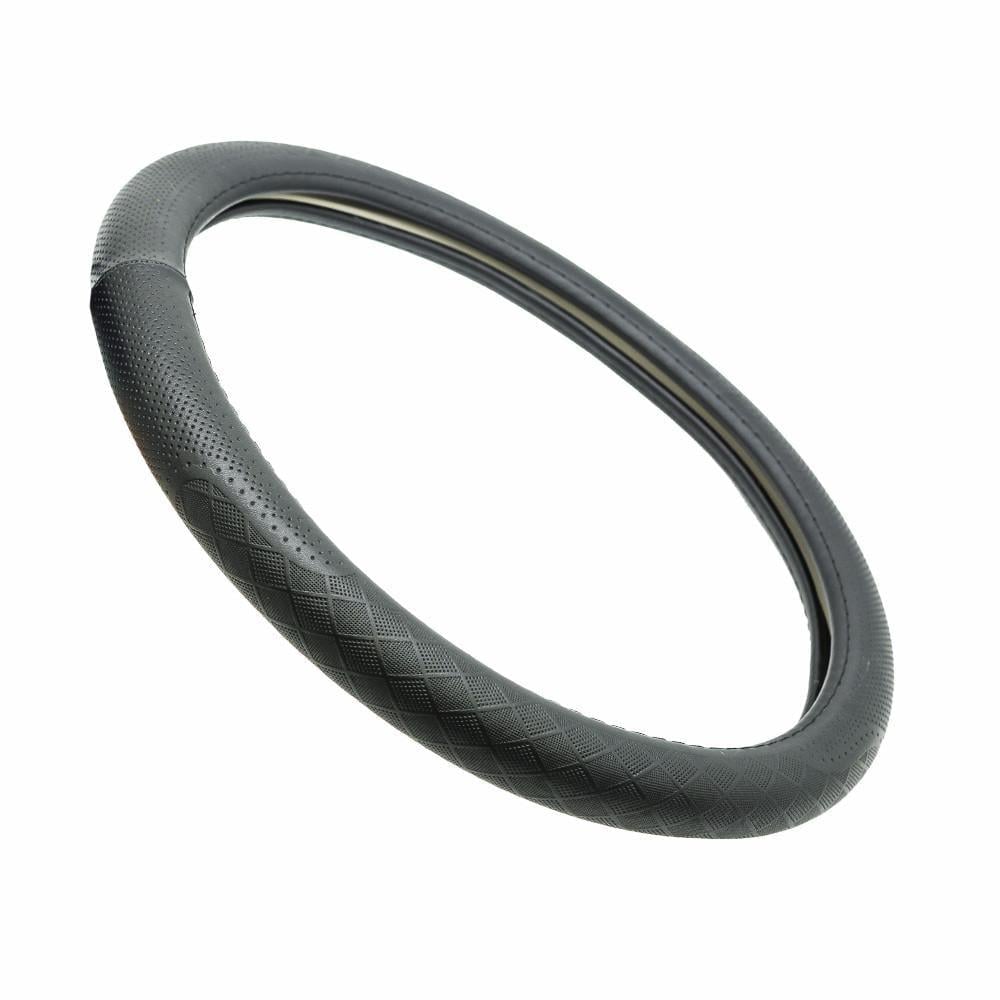 Чохол на кермо шкіряний Elegant Plus М 38 см Чорний (EL 105 788)