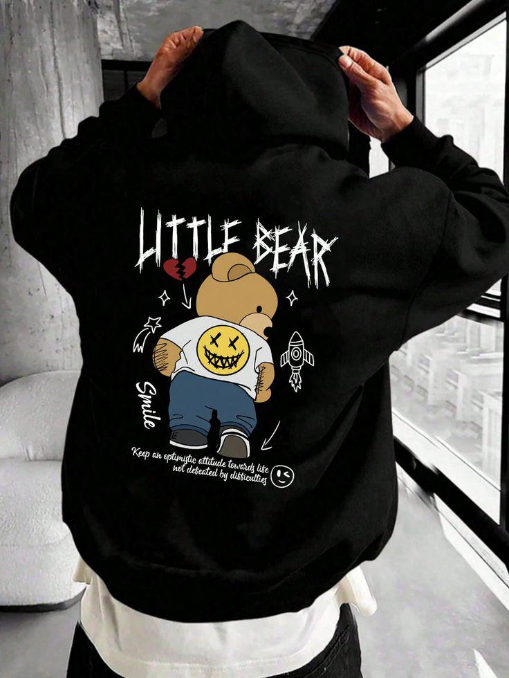 Худі чоловіче оверсайз 66-453 з ДТФ-друком XL Чорний (29373)