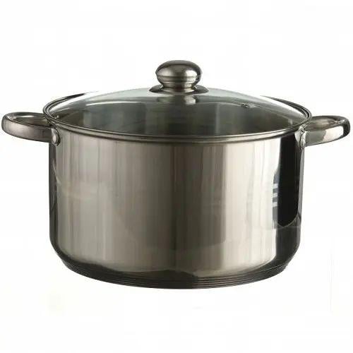 Кастрюля кухонная с крышкой A-PLUS 2171 для любых плит из нержавеющей стали 10 л 28 см Серебристый