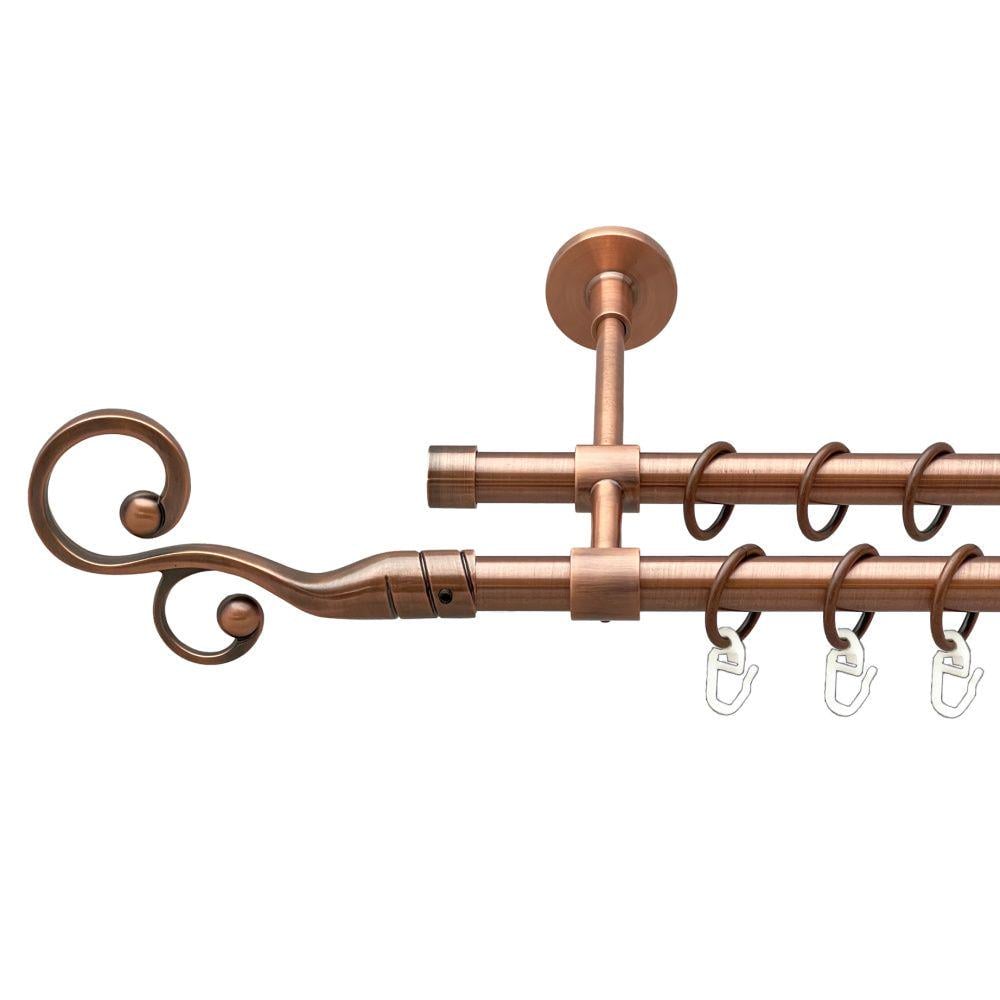 Карниз металевий Orvit Флорес дворядний закритий/гладка труба/кільце металеве Мідь 16/16 мм 160 см (00-00020008)