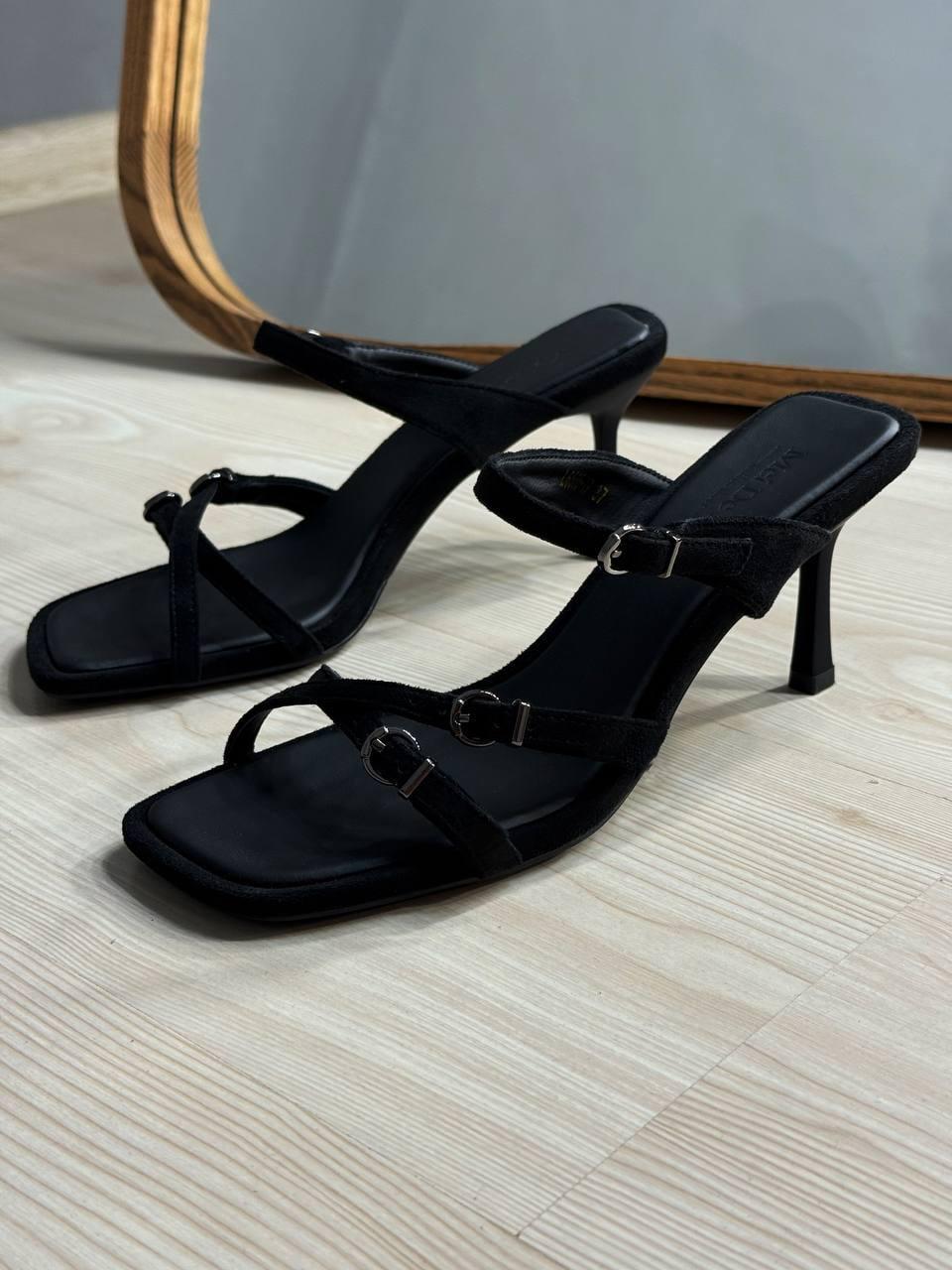 Босоножки женские Meideli 6565-17 с тонкими ремешками на шпильке р. 37 Черный (7108)