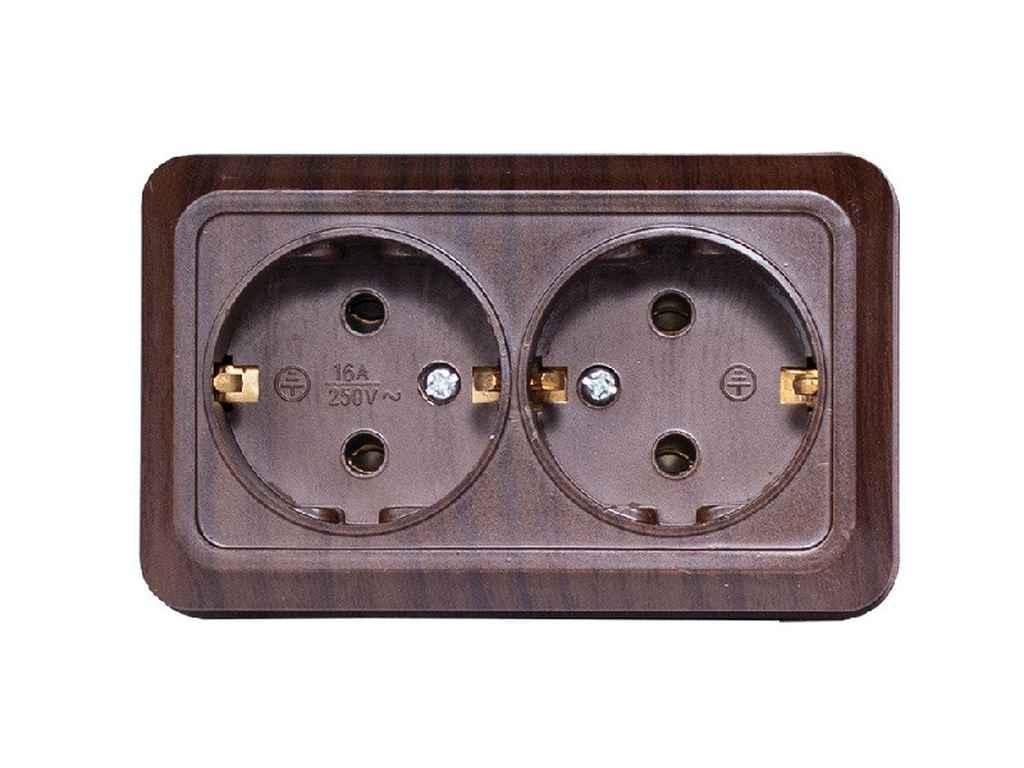 Розетка Luxel двойная с заземлением Opera 2908 Вишневый (1017561)