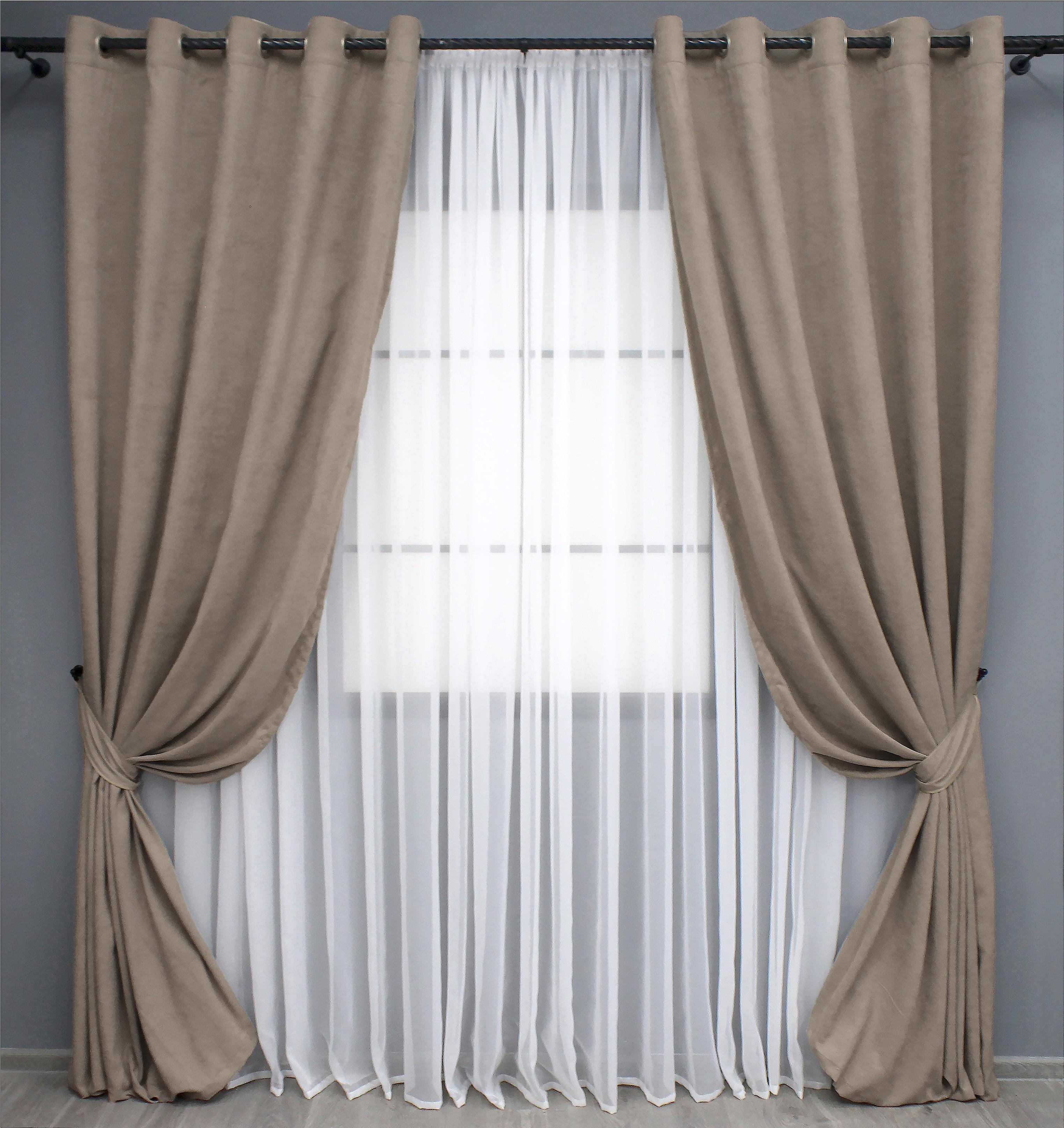 Комплект штор на люверсах VR-Textil Микровелюр Petek №1487ш 150х270 см 2 шт. Какао (37-0212)