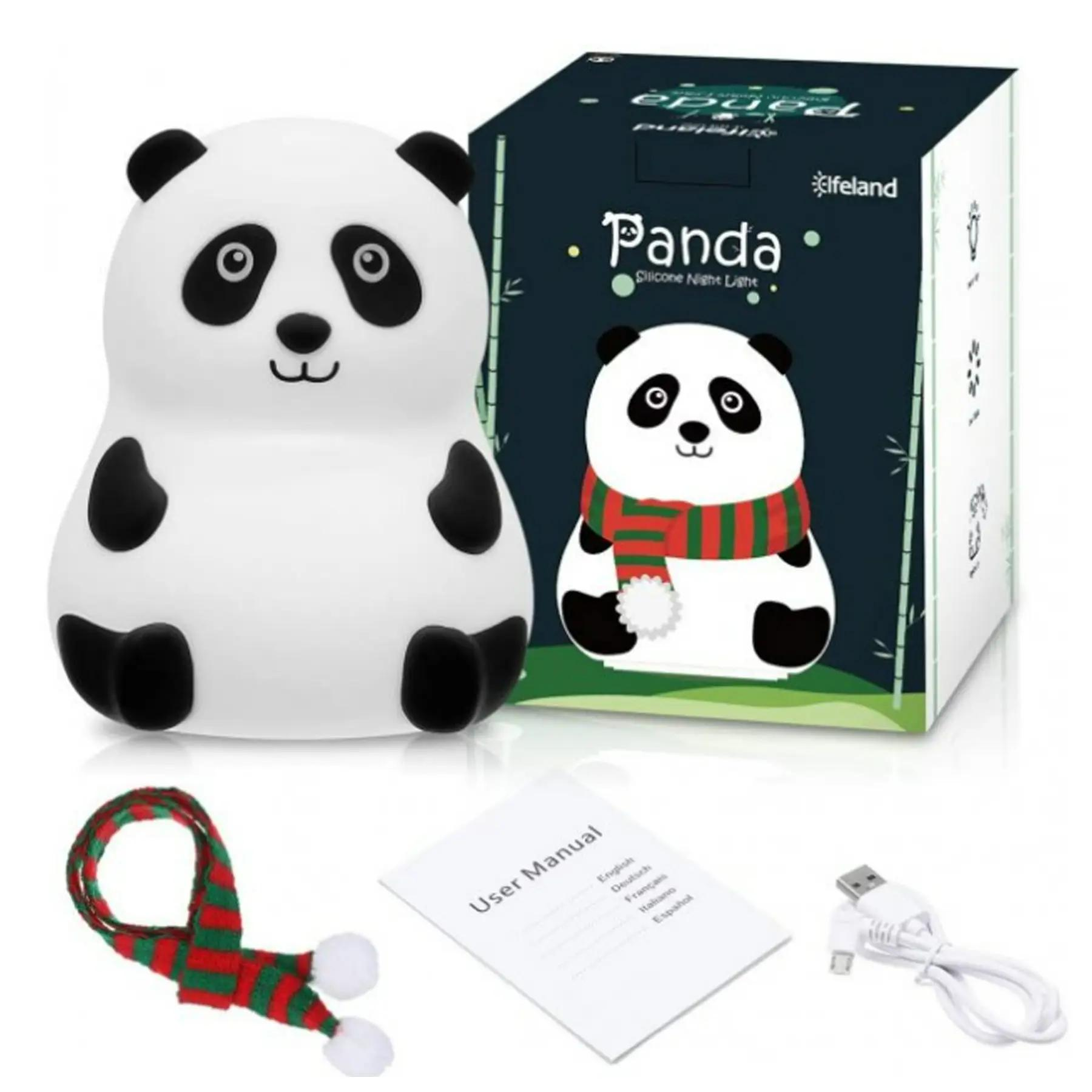 Ночник детский силиконовый Панда портативный с сенсорным управлением 1200 мАч USB Бело-черный (2013) - фото 14