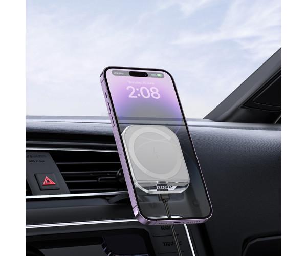 Держатель автомобильный магнитный Hoco HW17 с функцией беспроводной зарядки 15W 2A Black/Grey - фото 5