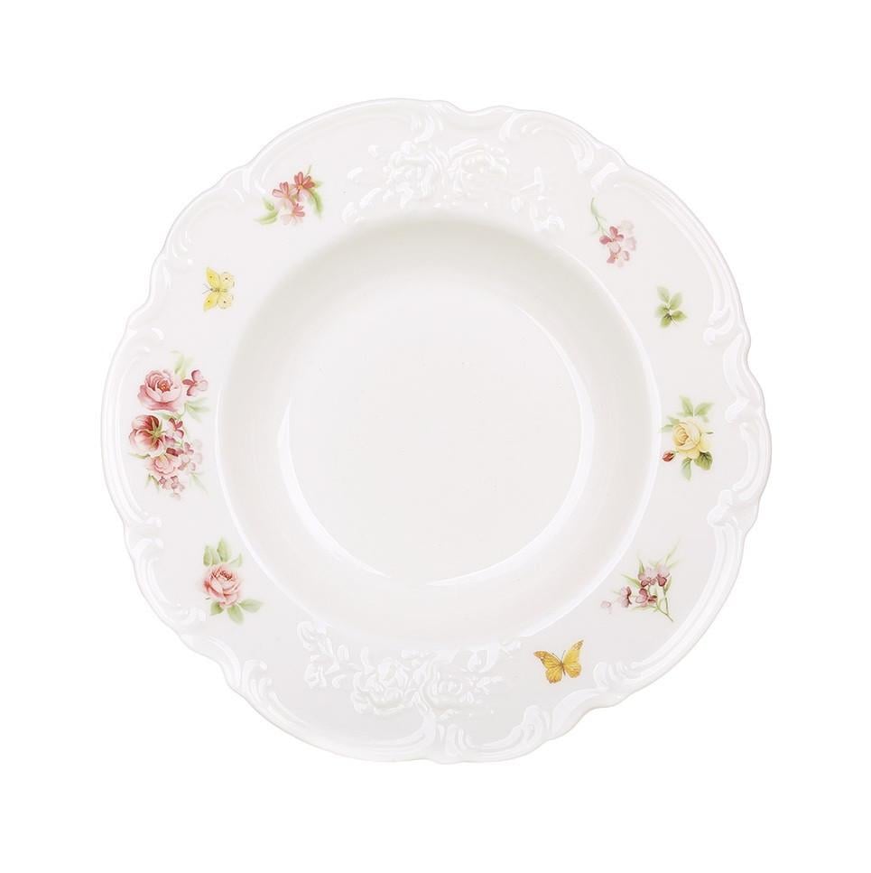 Тарелка Bona Di Chateau Roses Collection суповая фарфоровая 22,5 см (K298)