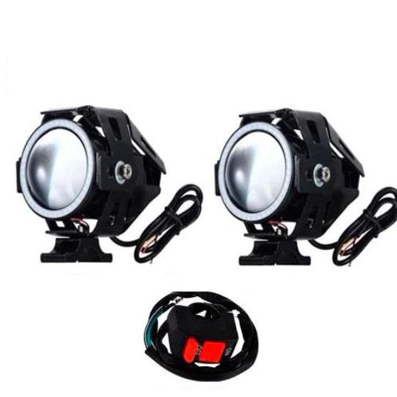 Фари прожектори для мотоцикла U7 LED 12 В 3000лм Angel Eyes з кнопкою Синій (359921) Фари прожектори для мотоцикла U7 LED 12 В 3000лм Angel Eyes з кнопкою Синій (359921)