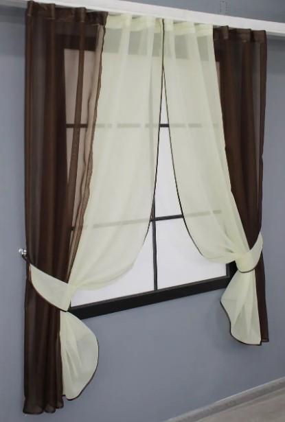 Комплект штор на кухню 265х170 см Венге/Бежевый (017к) - фото 3 Комплект штор на кухню 265х170 см Венге/Бежевый (017к) - фото 3