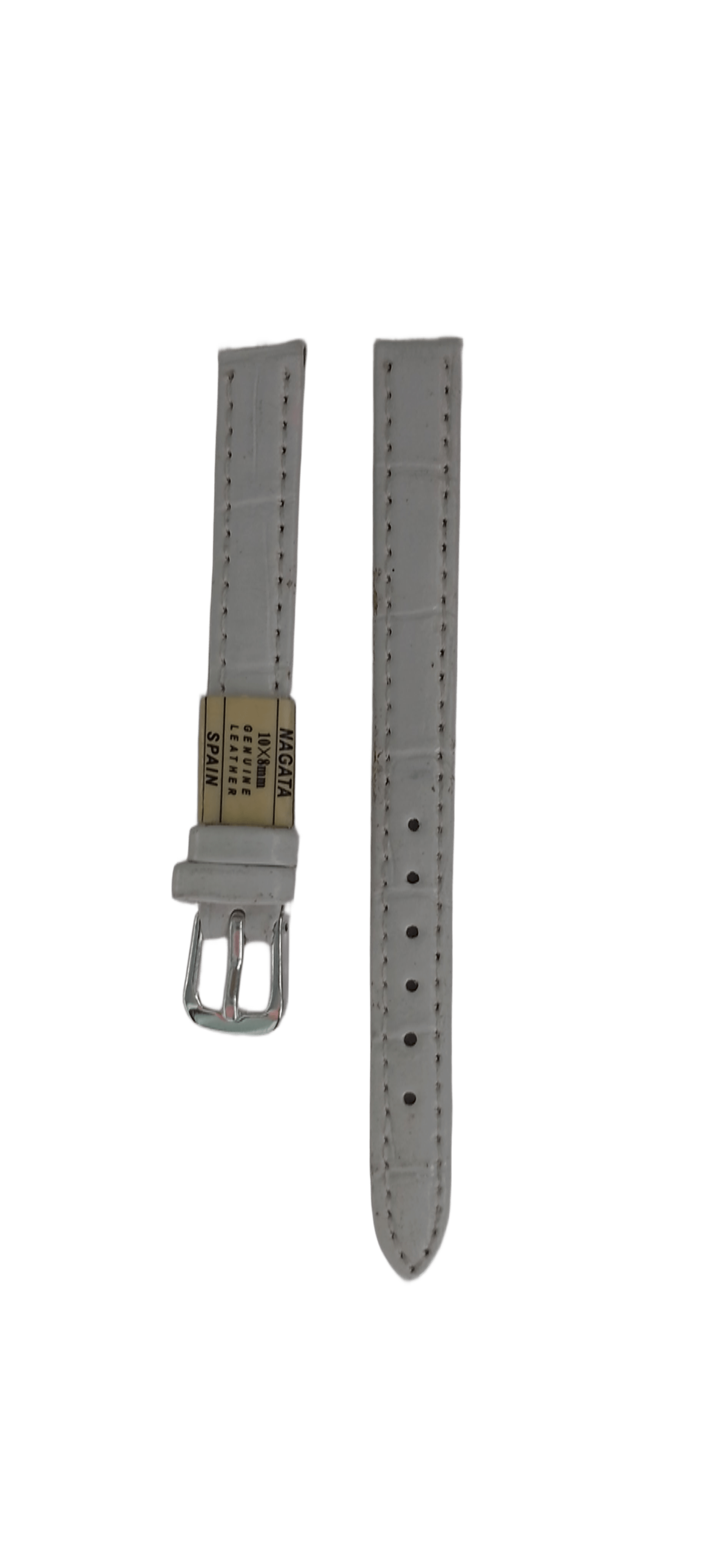 Ремешок для часов кожаный крокодил 10х150 мм Белый (421А)