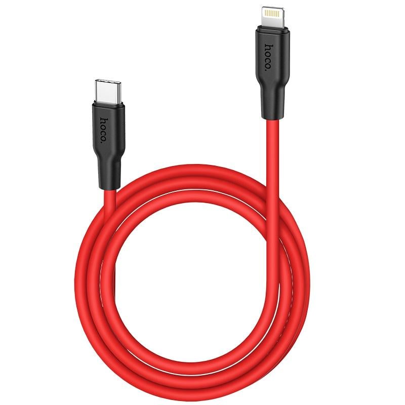 Кабель Hoco Type-C to Lightning Silicone PD charging data cable X21 Plus 1 м Black/Red (49064d4f)