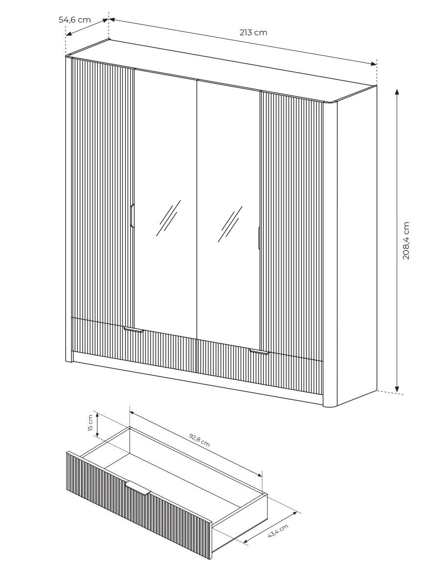 ᐉ Шафа для одягу Perfect Home Lante 4D2S/213 4-дверна з дзеркалом