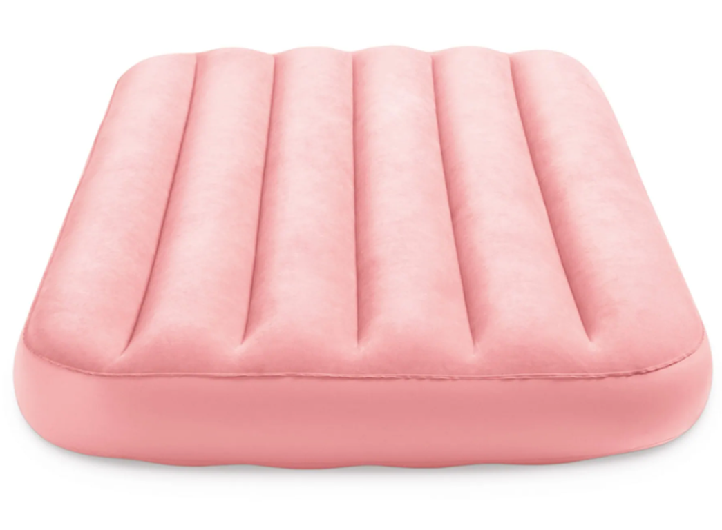 Надувний матрац дитячий Intex 66803 з технологією Fiber-Tech велюровий 88х157х18 см Рожевий (34-9-66803Pink)