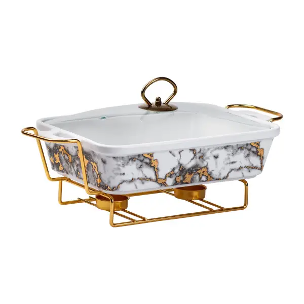 Мармітниця настільна прямокутна керамічна для других страв 35х19х11,5 см 1,5 л (6870)