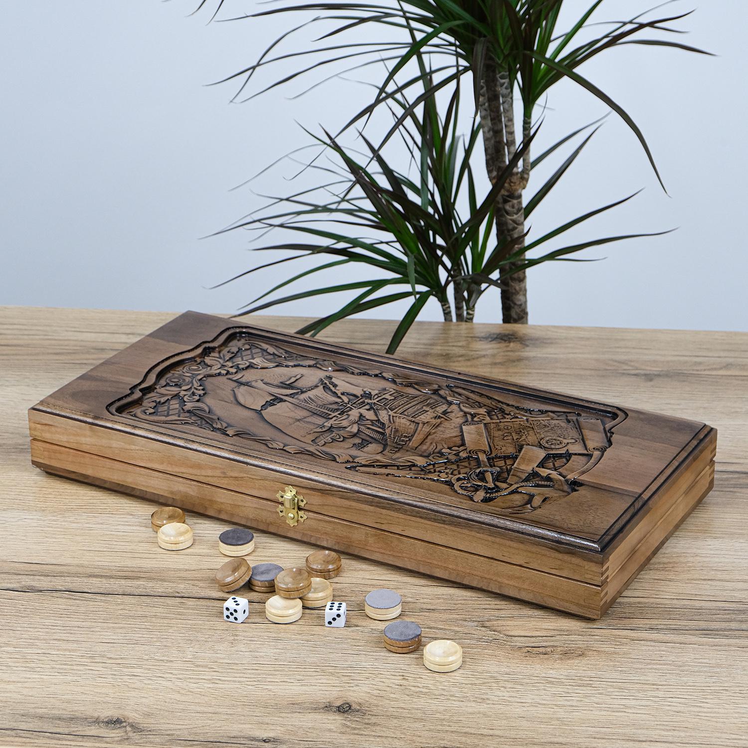 Нарды Гранд Презент 013Г Фрегат орех 550х500 мм (24473)