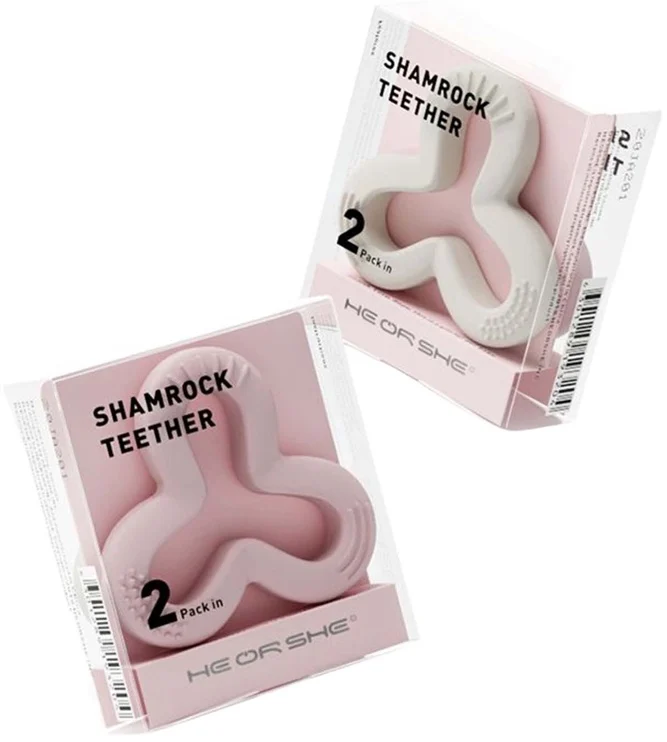 Набор силиконовых прорезывателей HEORSHE Shamrock Pink/White