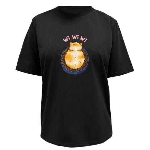 Футболка женская FATLINE Premium Wi wi wi cat M Черный (19275243-2-210913-M)