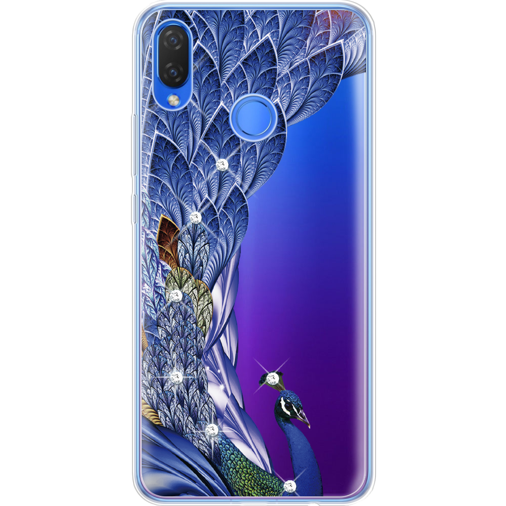 Чехол Boxface Huawei P Smart Plus Павлин со стразами Прозрачный силикон (34912-rs7-34912)