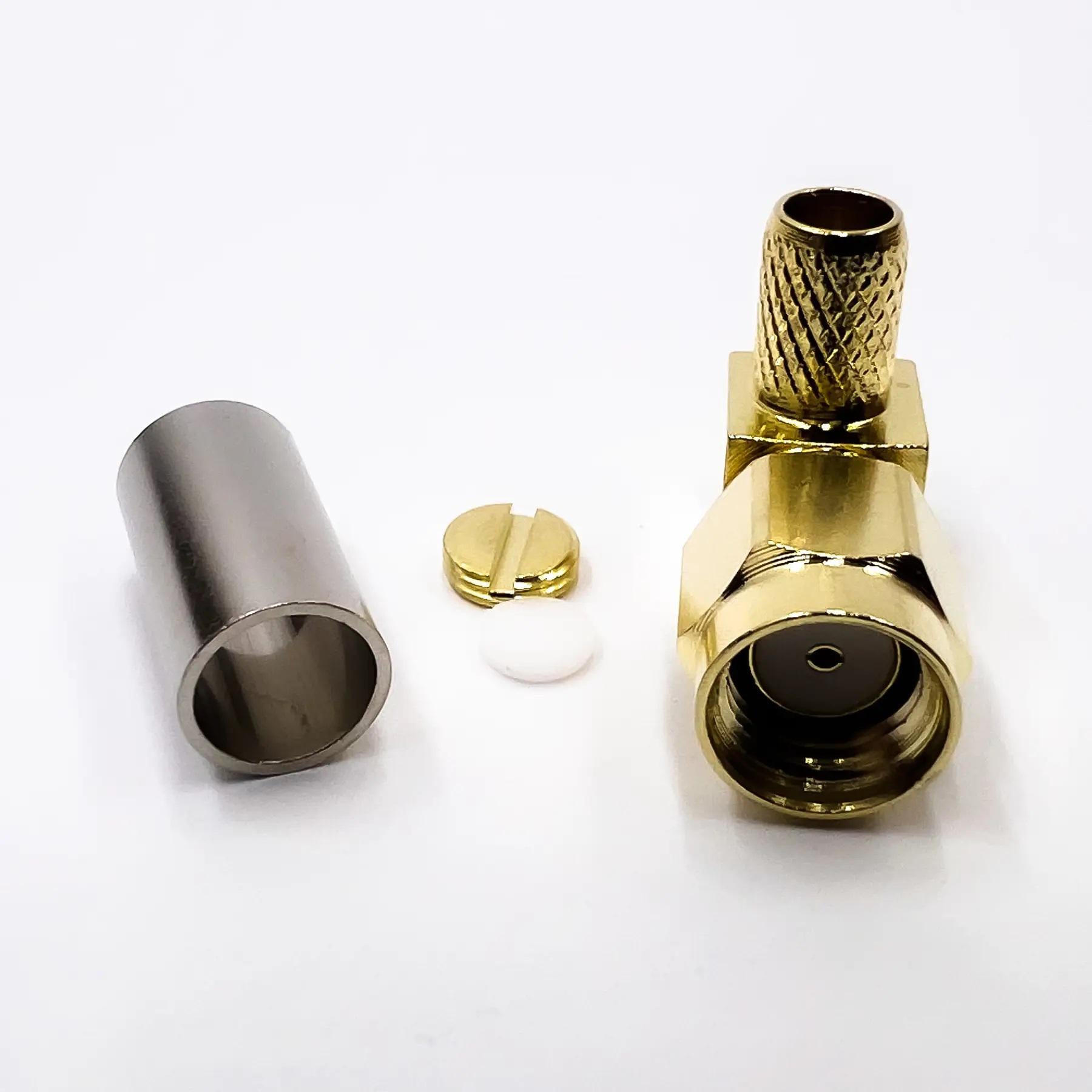 Конектор для коаксіального кабеля RP-SMA-Male to RG58 кутовий RG142 RG223 LMR195 під обтиск (00-00026294)