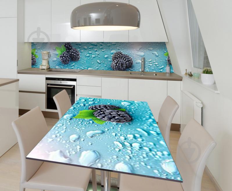 Наклейка 3Д виниловая на стол Zatarga «Ягоды в каплях» 650х1200 мм для домов, квартир, столов, кофейн, кафе