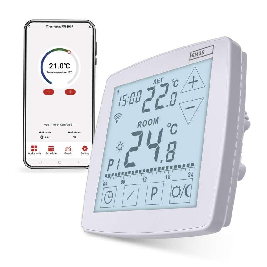Термостат підлоговий програмований дротовий Wi-Fi GoSmart Emos P56S01F (36601190)