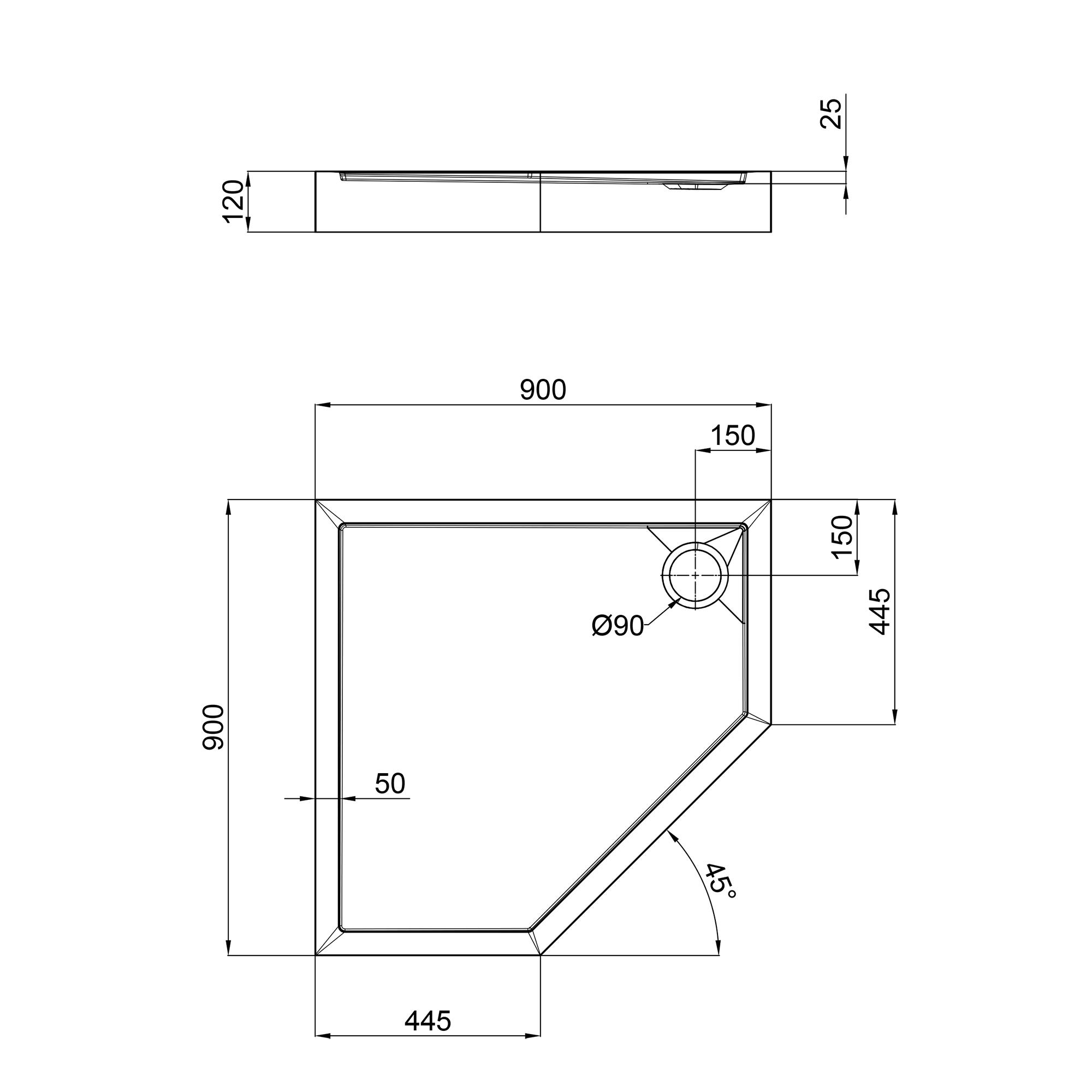 Поддон для душа Qtap Diamond DIAMOND309912 акриловый 90x90x12 см (125867) - фото 4