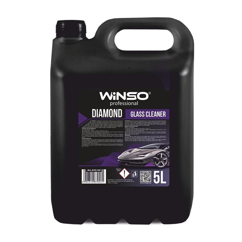 Очисник скляних та дзеркальних поверхонь автомобіля Winso Diamond Glass Cleaner концетрат 1:10 5 л - фото 1