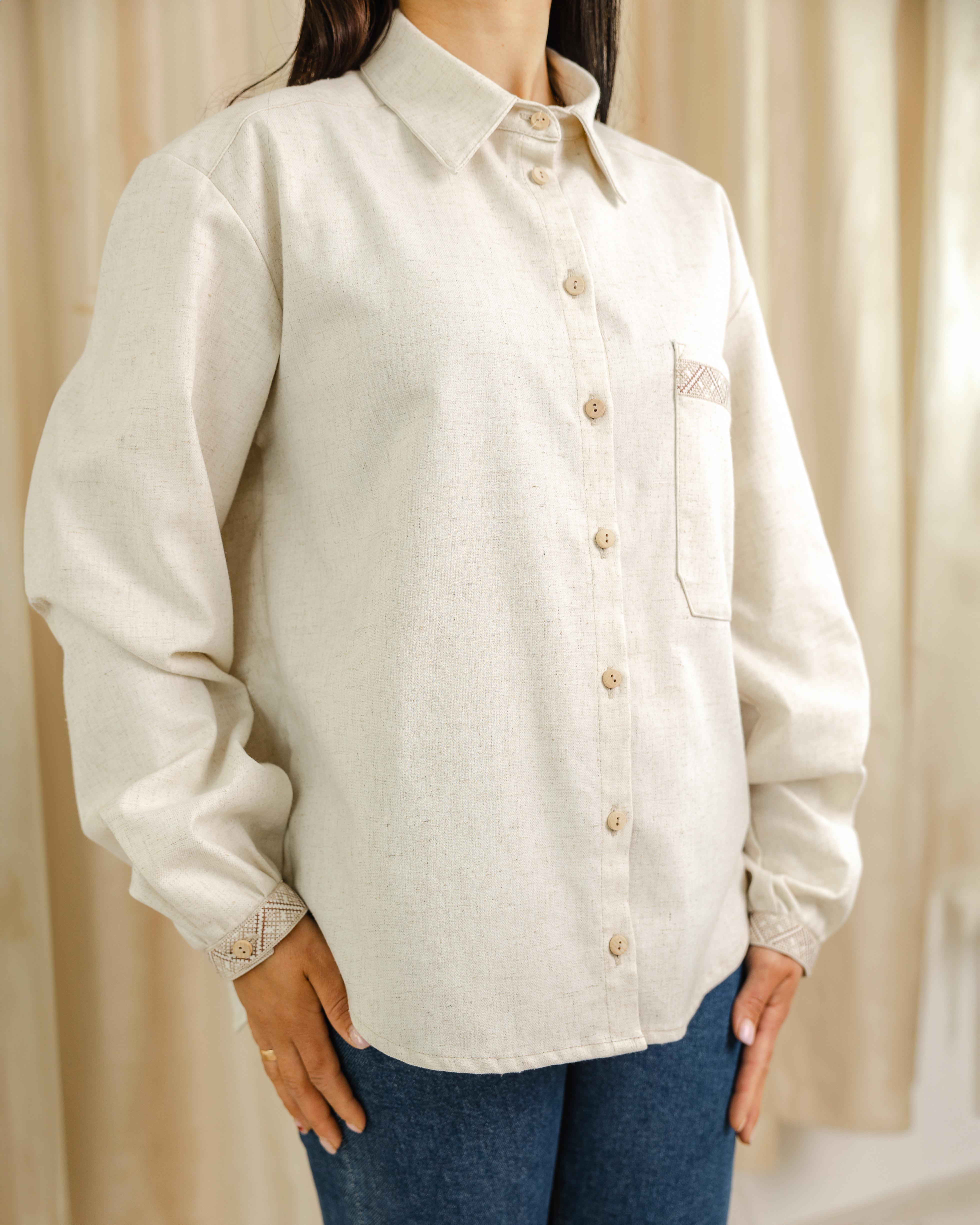 Вышитая рубашка женская Яворина льняная S/M (0002203) - фото 10 Вышитая рубашка женская Яворина льняная S/M (0002203) - фото 10