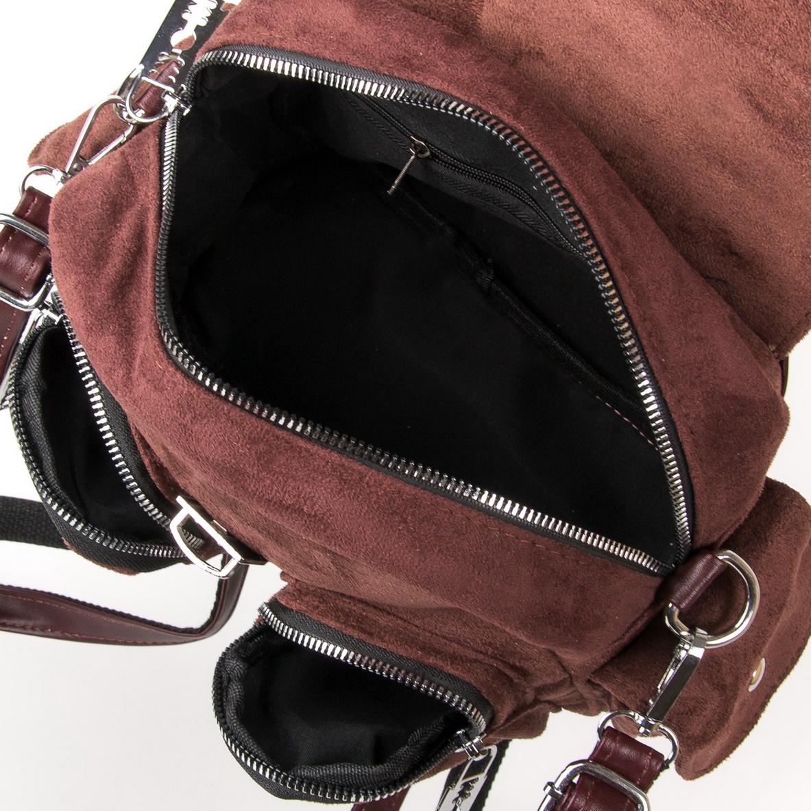 Женская модельная сумка-рюкзак из замша Fashion 2105 Кофейный - фото 4 Женская модельная сумка-рюкзак из замша Fashion 2105 Кофейный - фото 4