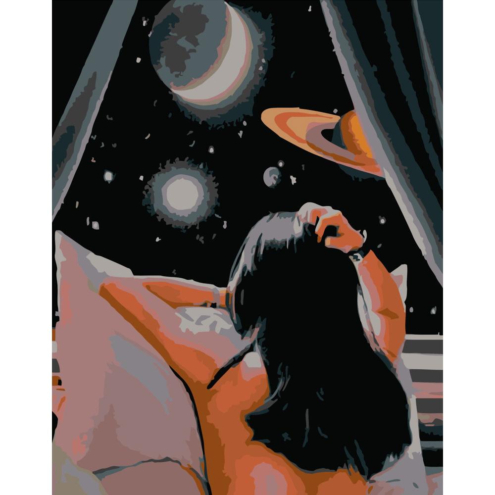 Картина по номерам Strateg Премиум Взгляд в космос 40x50 см (DY264)