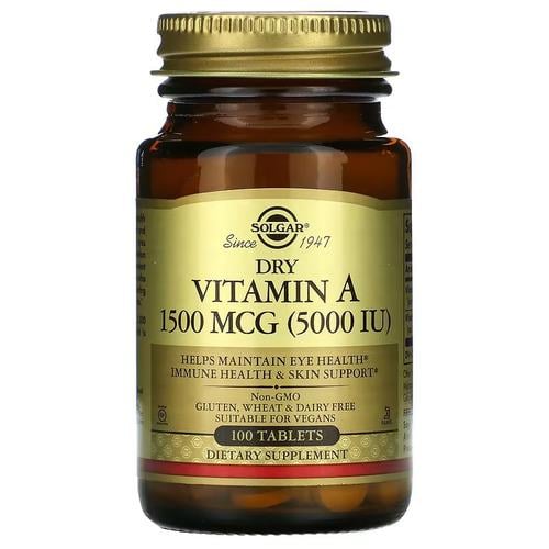 Витамин А Solgar Dry Vitamin A 1,500 mcg 5,000 IU 100 табл. (SOL-02820)