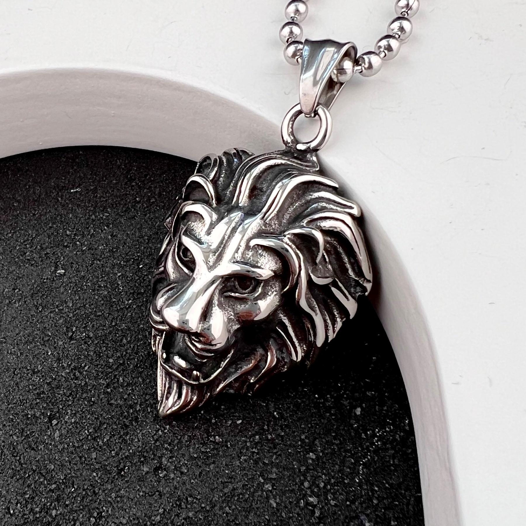 Кулон готический лев из нержавеющей медицинской стали (PS-115)