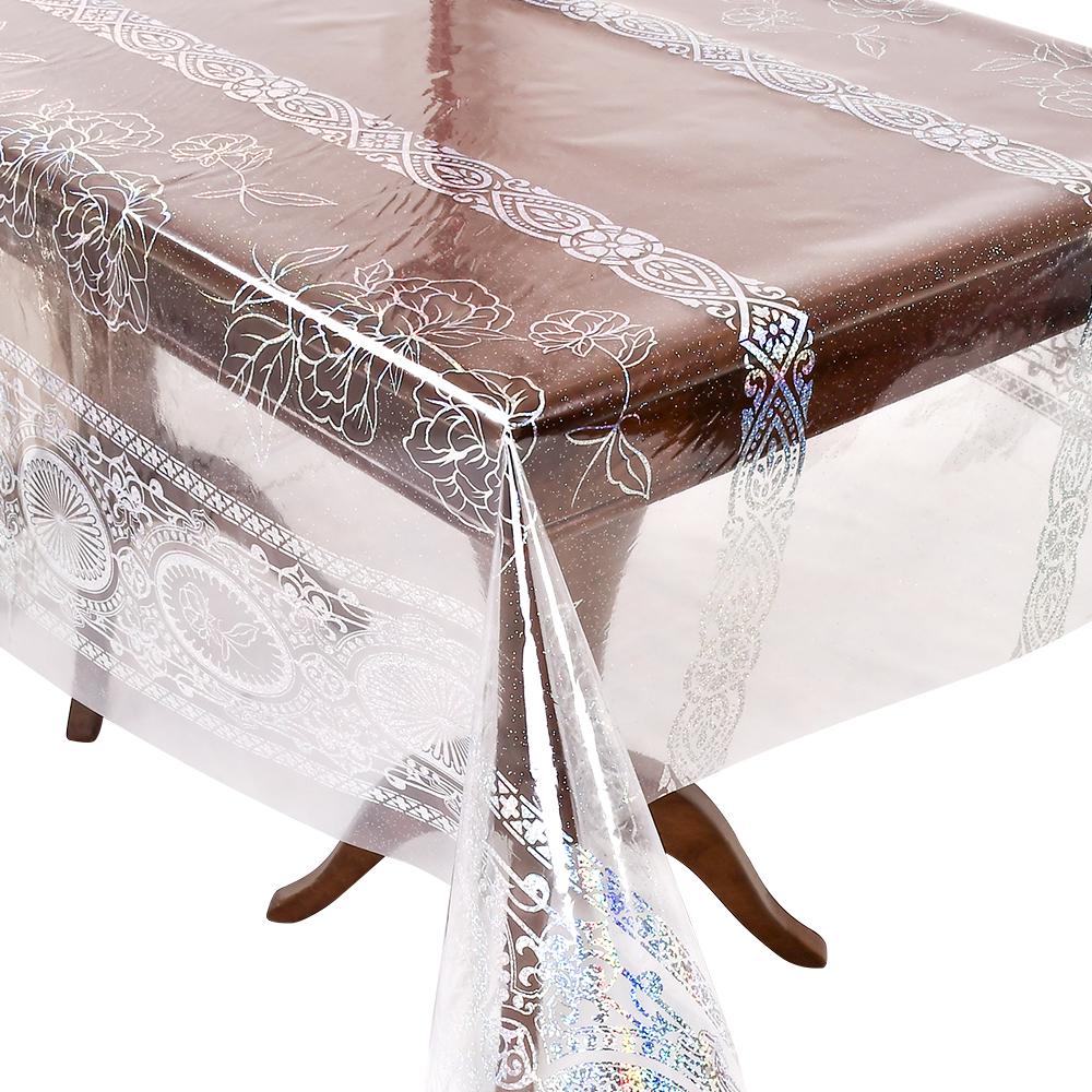 Клейонка на стіл Stenson MA-4308 з голографічний малюнок Laser ПВХ/рідке скло 1,37х20 м Прозорий (47590537)