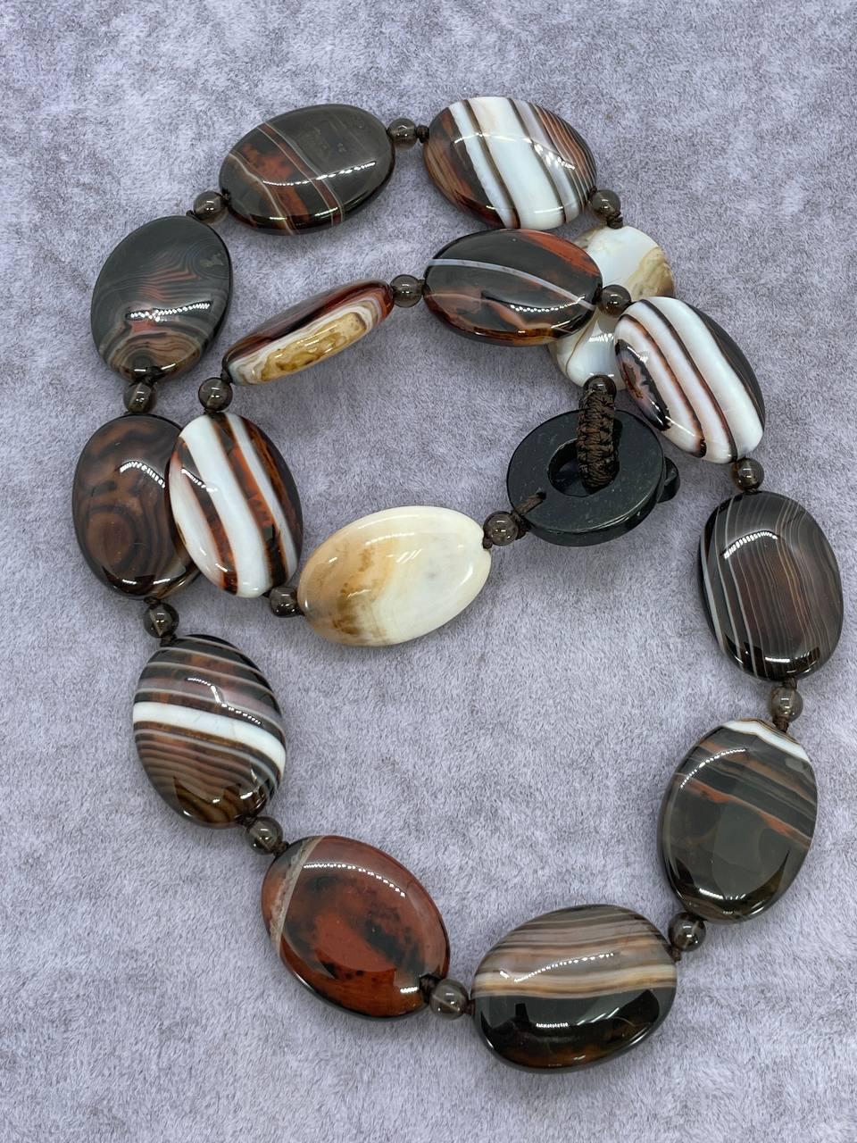 Бусы агат 45 см Коричневый (1225)