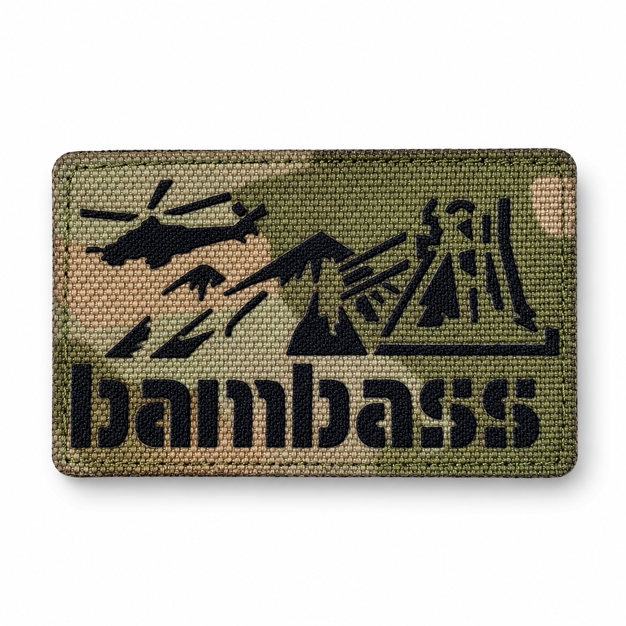 Шеврон на липучке Laser Cut Bambass 5х8 см Мультикам/Черный