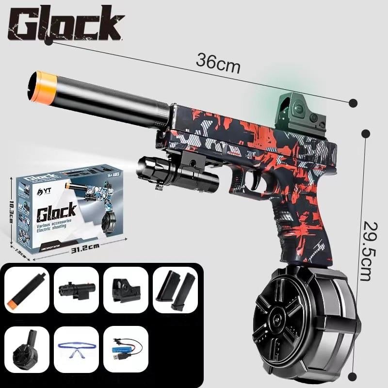 Пістолет іграшковий на орбізах акумуляторний та 500 орбізів 36 см Червоний - фото 2