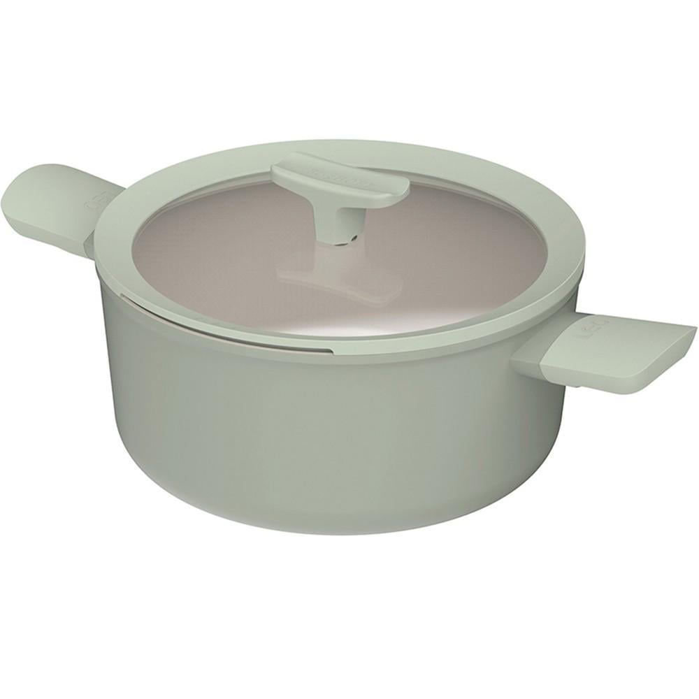Кастрюля алюминиевая с крышкой BergHOFF Leo Balance Sage керамическое антипригарное покрытие для любых плит 24x24x11 см 4,4 л (2731729353)
