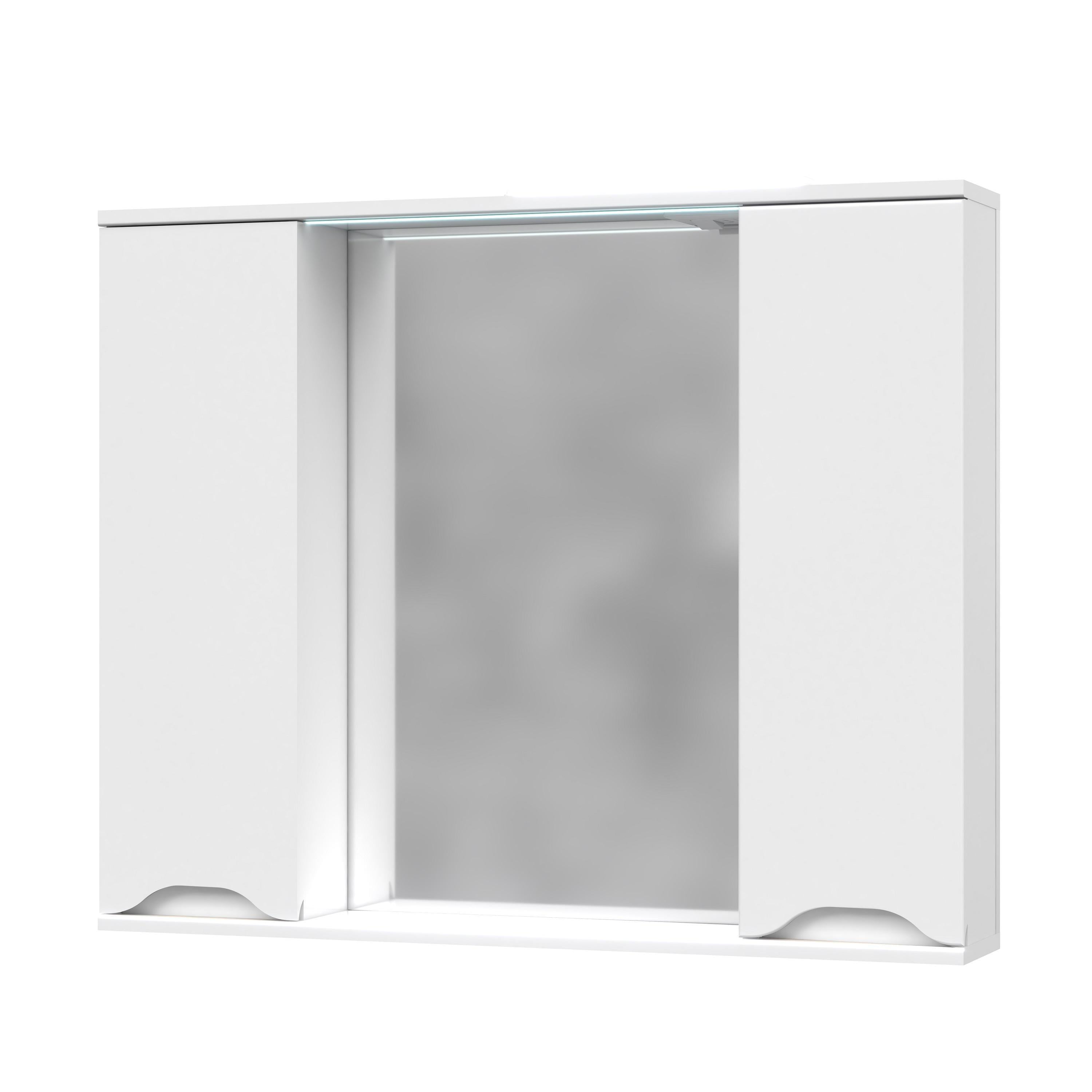Зеркало со шкафчиками MIRATER Амелия с LED подсветкой 80 см Белый (7604)