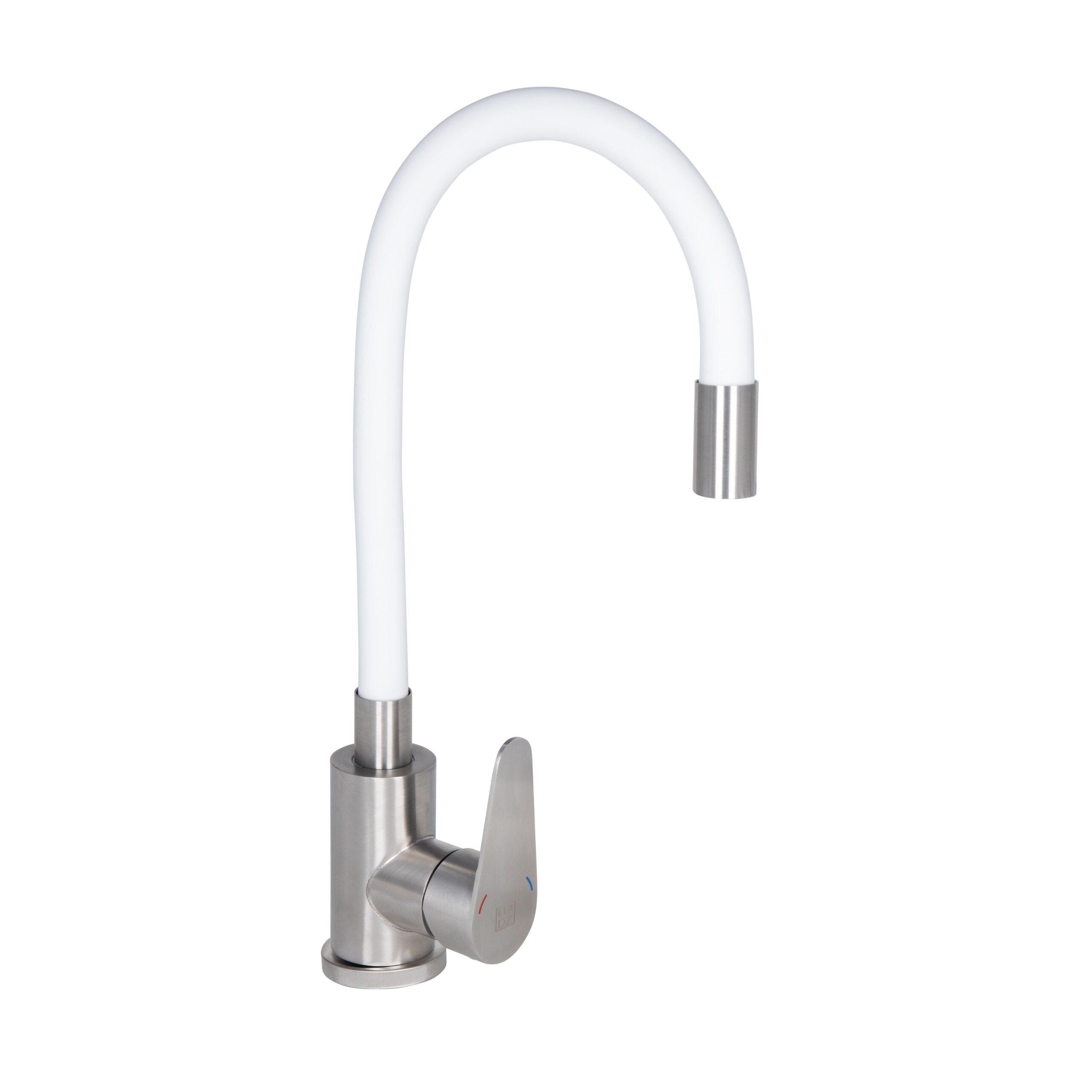 Смеситель для кухни Lidz Vida 04R-WFS U-образный гибкий White (k35)