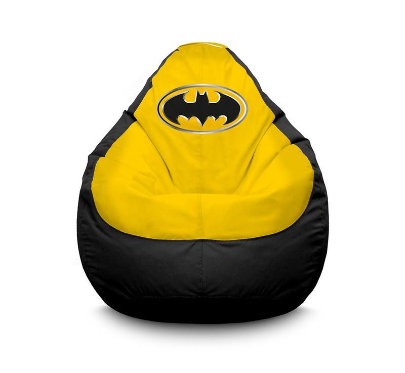 Крісло мішок iPuff Batman Yellow logo Оксфорд XXXL 100х135 см Чорний
