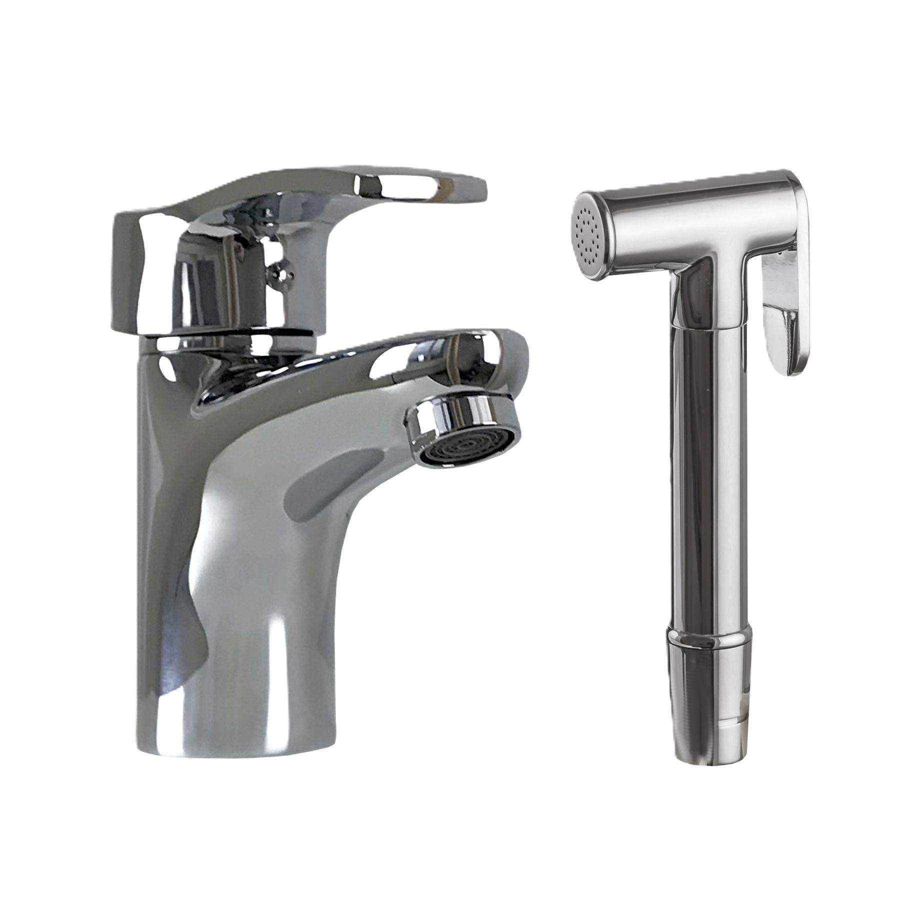 Смеситель для умывальника с воронкой и шлангом для функции биде GLux Queensland GLQU-0222 Хромовый (9422) Смеситель для умывальника с воронкой и шлангом для функции биде GLux Queensland GLQU-0222 Хромовый (9422)